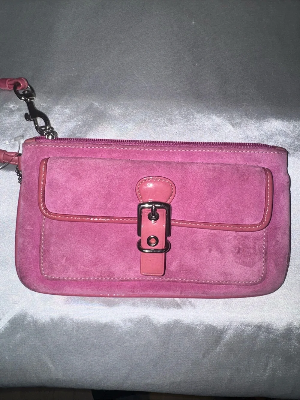 Coach Pink Suede Wristlet Clutch